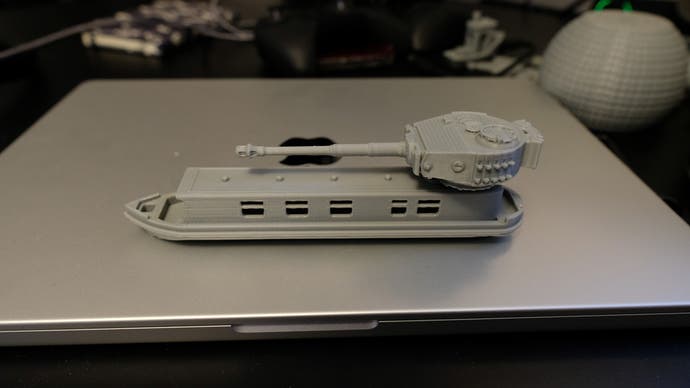 elegoo neptune 4 3d printed models - a tiger turret on a narrowboat