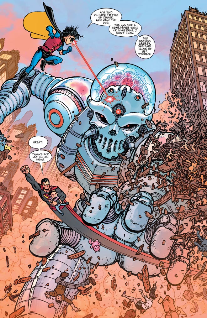 Interior page featuring Jonathan Kent in a battle