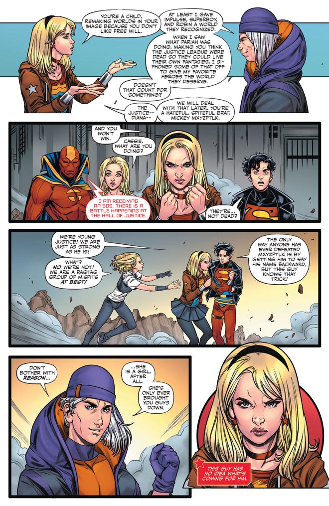 Internal comics page featuring characters from Young Justice