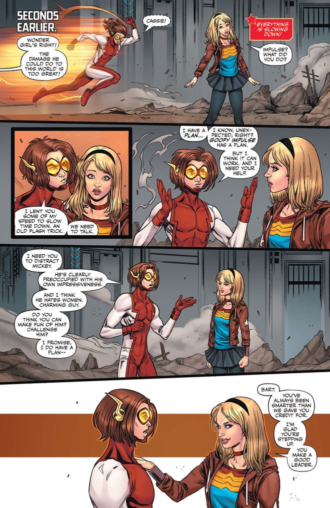 Internal comics page featuring characters from Young Justice