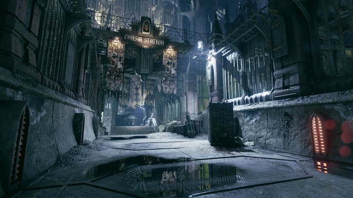 Darktide preview - an eerie gate in the distance