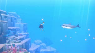 Dave is approached by a dolphin in Dave the Diver