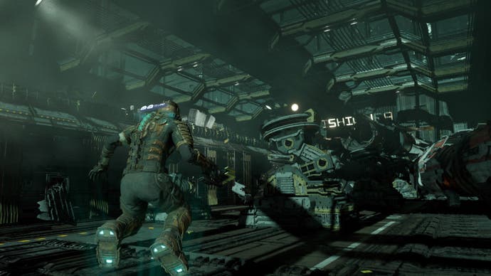 Dead Space remake review - leaping through a large industrial room