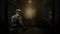 Isaac enters a forebodingly long, seeming empty hallway in Dead Space.