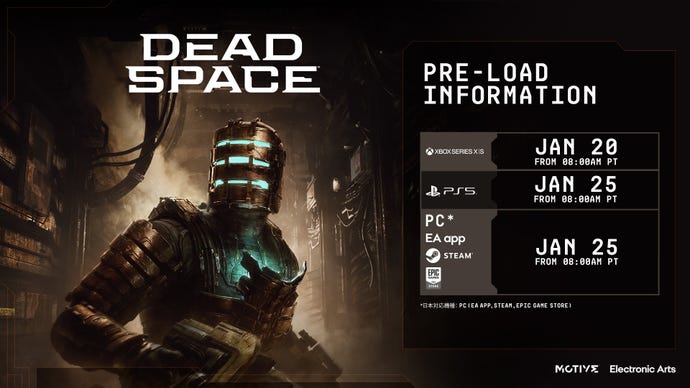 Image showing Isaac Clarke under the Dead Space logo, with preload information listed on the right.
