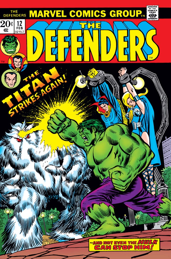 Defenders cover featuring the Hulk