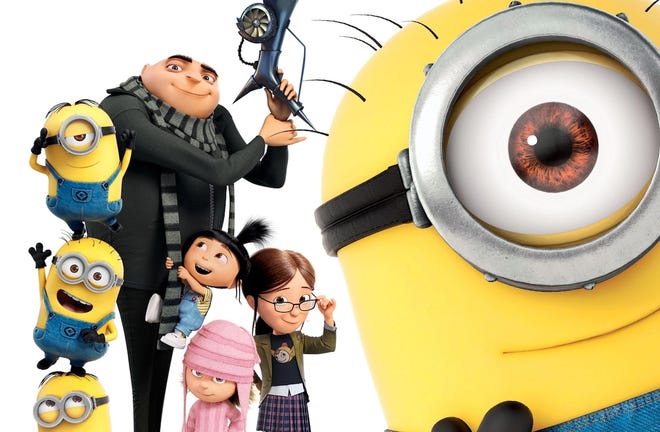Gru and his adopted kids plus some Minions