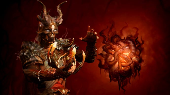 Le monstre malin corrompu de Diablo 4 joue avec un cœur malin flottant dans une capture d'écran de la mise à jour de la saison 1 du jeu