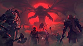 Key art from Diablo Immortal's Terror's Tide major update showing a demon facing off against warriors