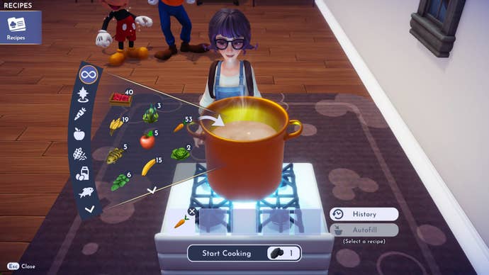 A player cooks Crudites in Disney Dreamlight Valley