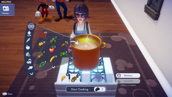 A player cooks Fish Sandwiches in Disney Dreamlight Valley