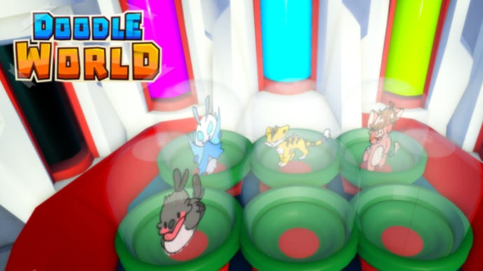 Roblox Doodle World official art, 6 capsules and have Doodles inside them.