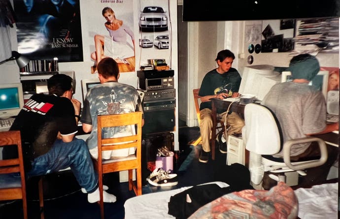 A photograph of the DDD Games Netfest, Amsterdam, 1998.  From the book LAN Party: Inside the Multiplayer Revolution by Merrit K, published by Thames Hudson