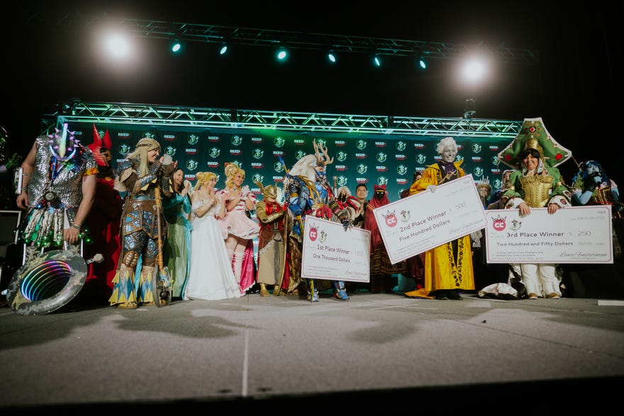 Photograph of cosplayers on ECCC stage