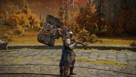 Elden Ring screenshot showing the player wielding the Giant-Crusher weapon while standing to the side