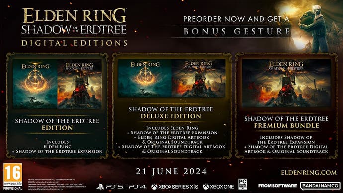 Was ist in drei Ausgaben von Elden Ring Shadow of the Erdtree enthalten