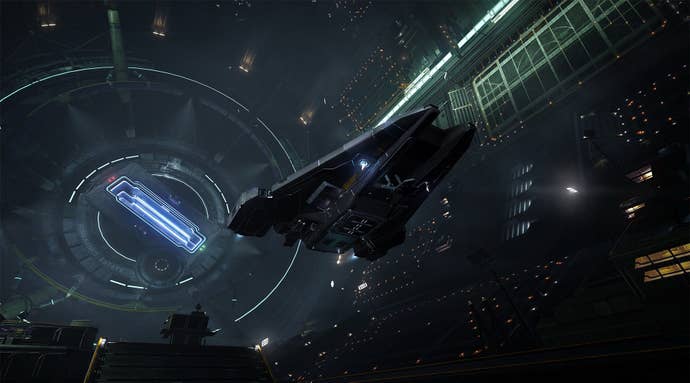 A spaceship in Elite: Dangerous can be seen