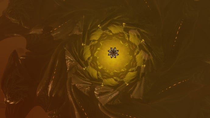 A yellow vent of a Thargoid Titan in Elite Dangerous