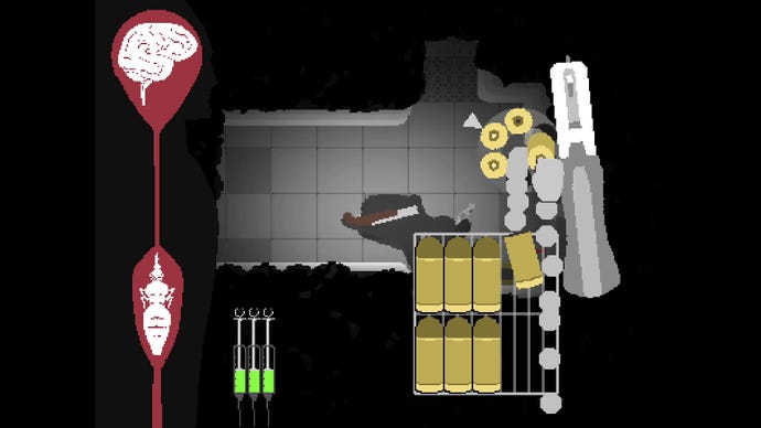 Endoparasitic's UI, showcasing a reload animation and the parasite in your body