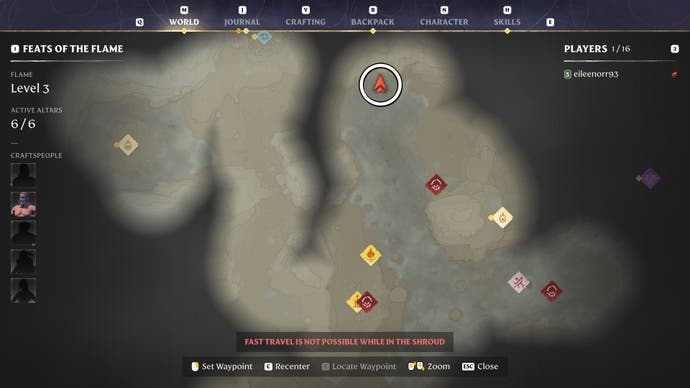 Map view of an Amber location in Enshrouded.