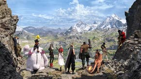 the cast of final fantasy 7 rebirth on a mountain looking out at the large open area in front of them