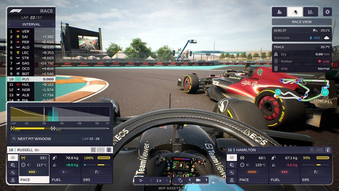 Zrzut ekranu F1 Manager 2023 przedstawiający wyścig Hamiltona w Miami