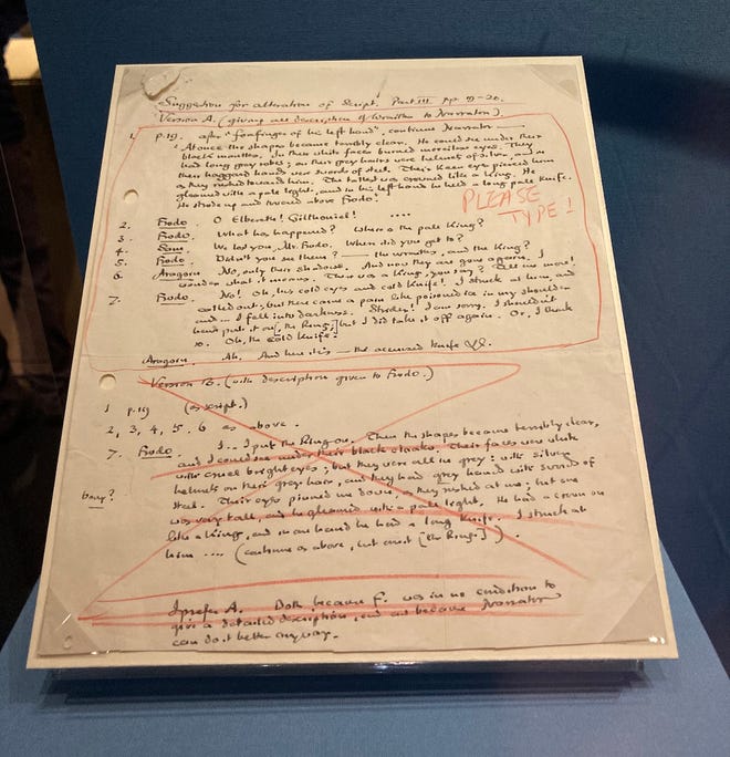Tolkien handwritten notes at Fantasy exhibit