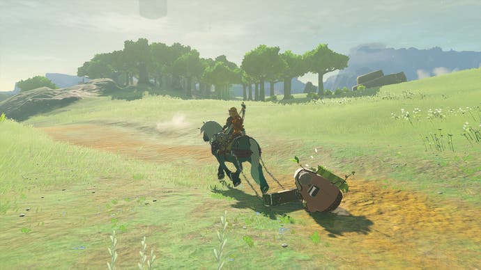 Link sobre un caballo de Zelda: Tears of the Kingdom.