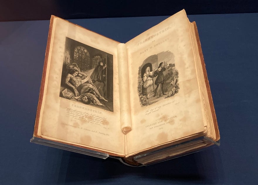 Early edition of Mary Shelley's Frankenstein at Fantasy exhibit