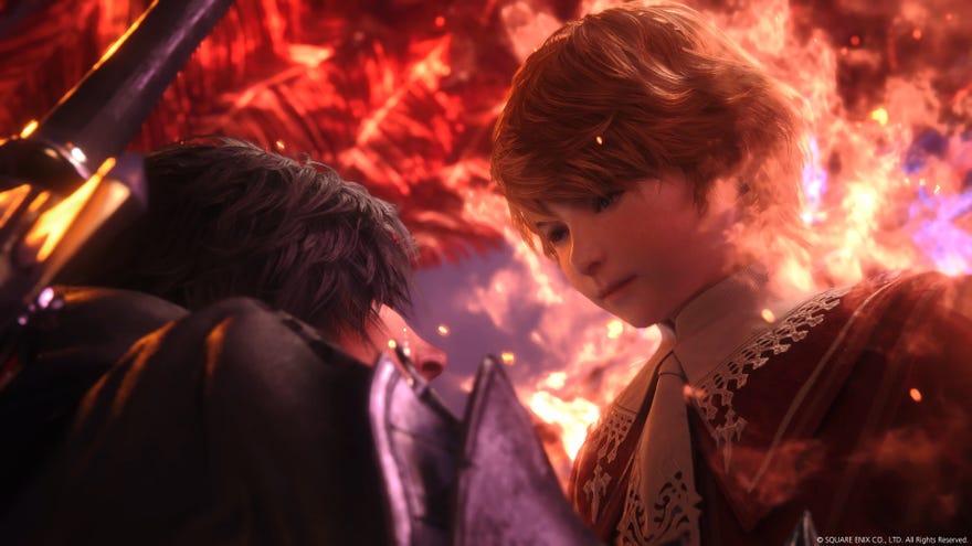 Joshua talks to Clive in Final Fantasy 16