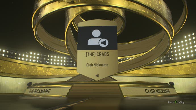FIFA 23 review - FUT pack opening page showing a card that reads (THE) CRABS on a gold stage