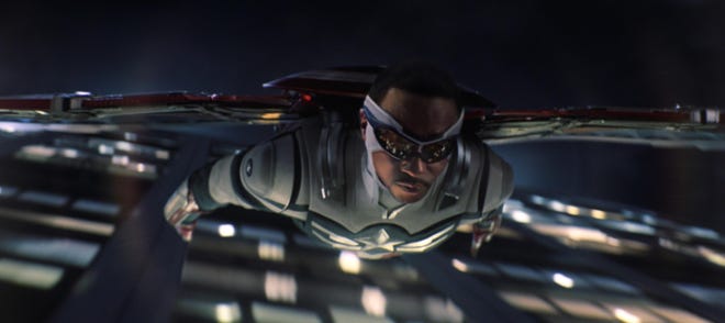 Sam Wilson as Captain America flying