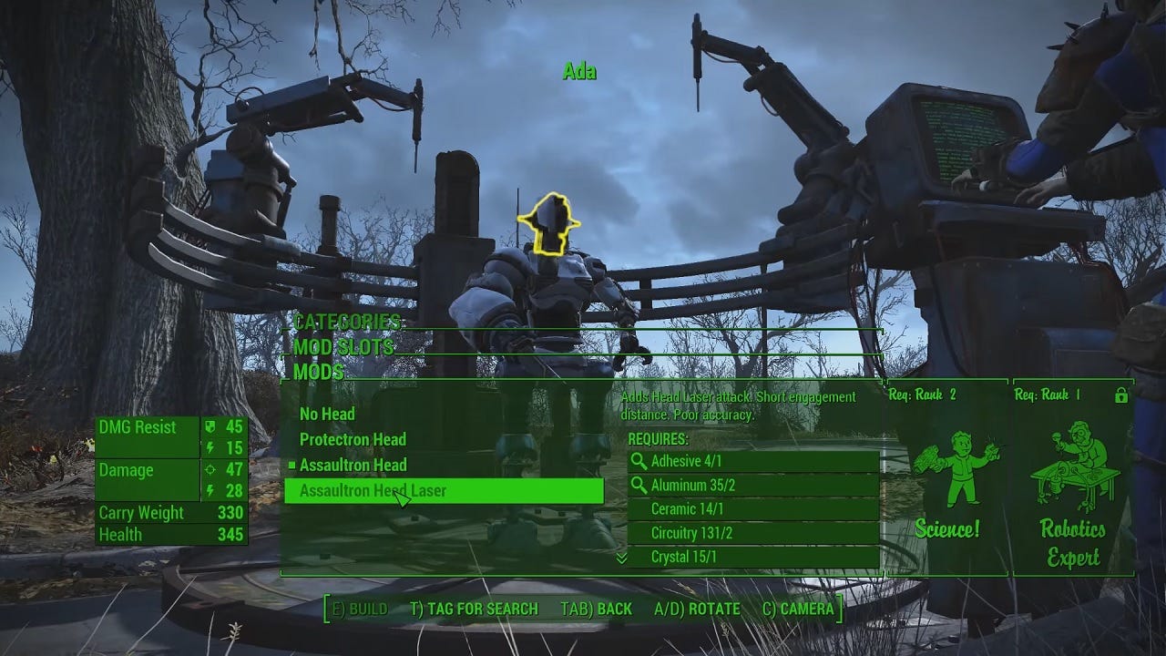 Fallout 4 How to Build Robots Ada, Curie, Codsworth VG247
