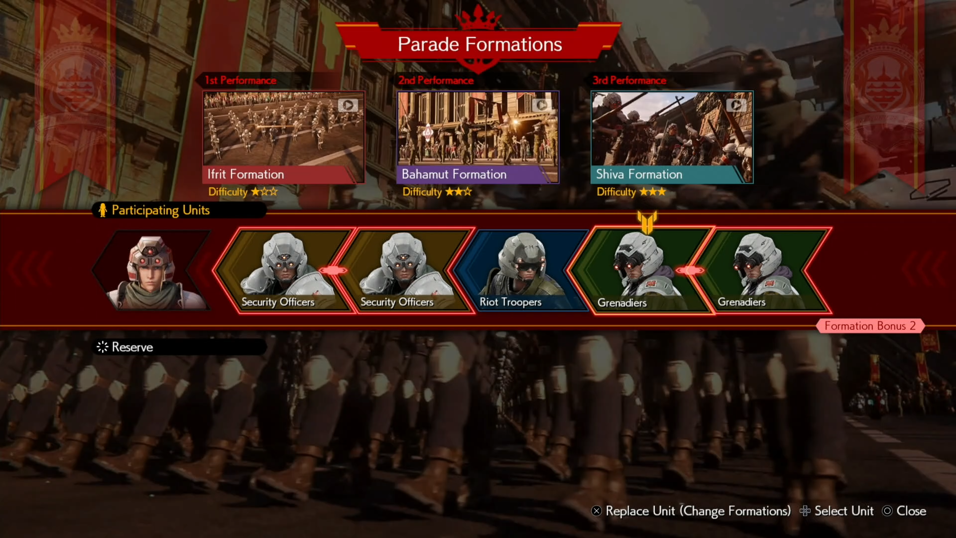 Построение Junon Parade с одной, двумя и тремя звездами сложности в Final Fantasy 7 Rebirth.