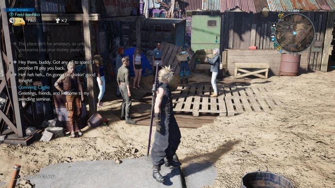 Клауд смотрит на Коварного Калио в тюрьме Корел в Final Fantasy 7 Rebirth.