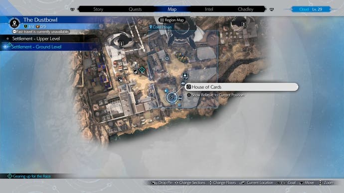 Вид на карте Dustbowl с локацией Пико в Final Fantasy 7 Rebirth.
