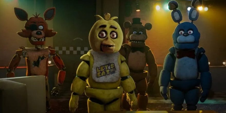 Four of the animatronic monsters from Five Nights at Freddy's