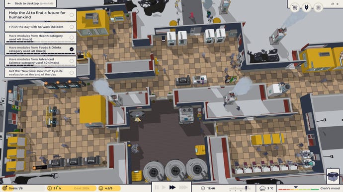 An overhead view of a busy service station in Flat Eye