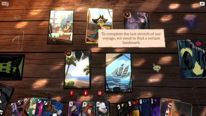 A table showing cards with an ocean theme from Foretales.