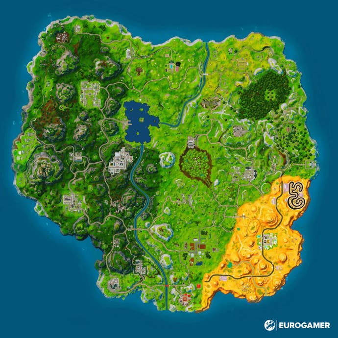 Fortnite OG -Karte ohne benannte Standorte