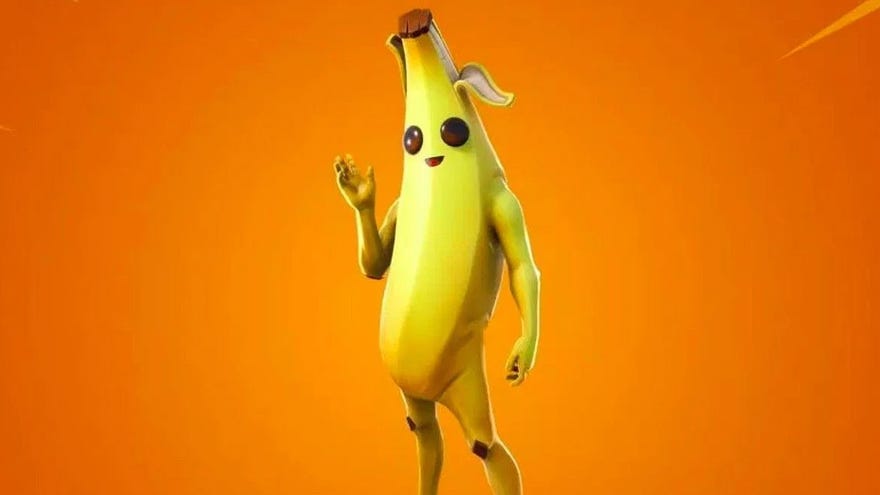 Key art of Peely from Fortnite showing the anthropomorphic banana waving