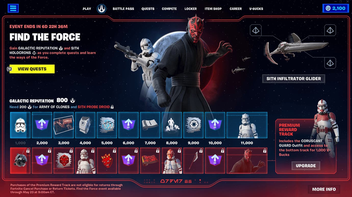 Fortnite Star Wars 2023 Find The Force rewards and challenges iGamesNews