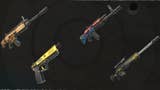 black background with menu images of four weapon on top including the ranger pistol, reaper sniper rifle, and nemesis ar