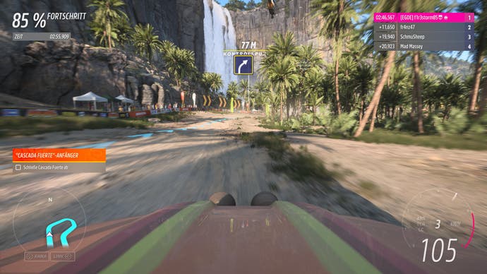Eine Fahrt durch den Palmwald in Forza Horizon 5: Rally Adventure.
