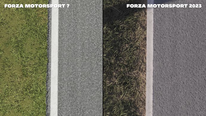 Captura de pantalla comparativa de forza motorsport 2023 vs forza motorsport 7