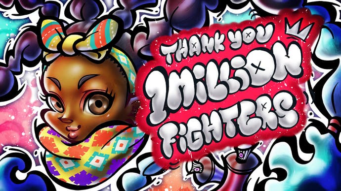 Street Fighter 6 1m players congratulatory artwork.