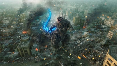 Image featuring Godzilla with a blue tail