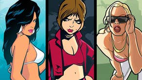 Promotional art for Grand Theft Auto: The Trilogy showing three female characters looking at the camera.