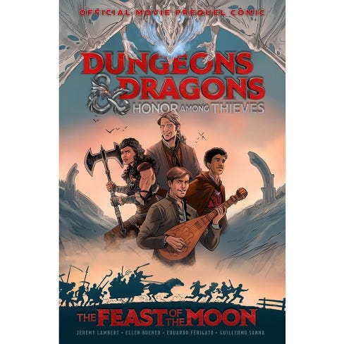 Illustrated cover for The Feast of the Moon featuiring characters from Honor Among Thieves