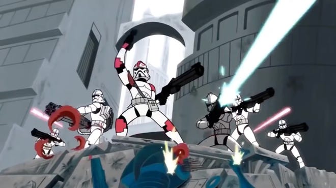 Still image from animated Star Wars Show